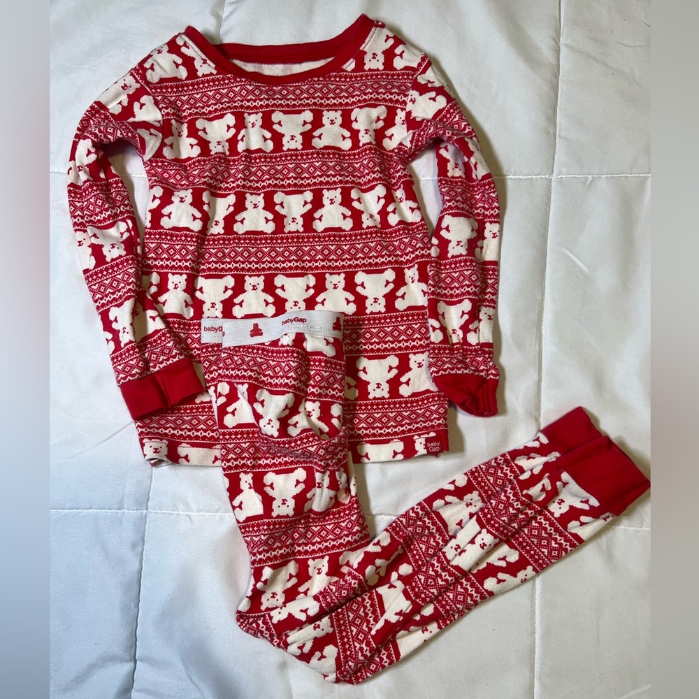 GAP pajamas cotton bears red and white boys